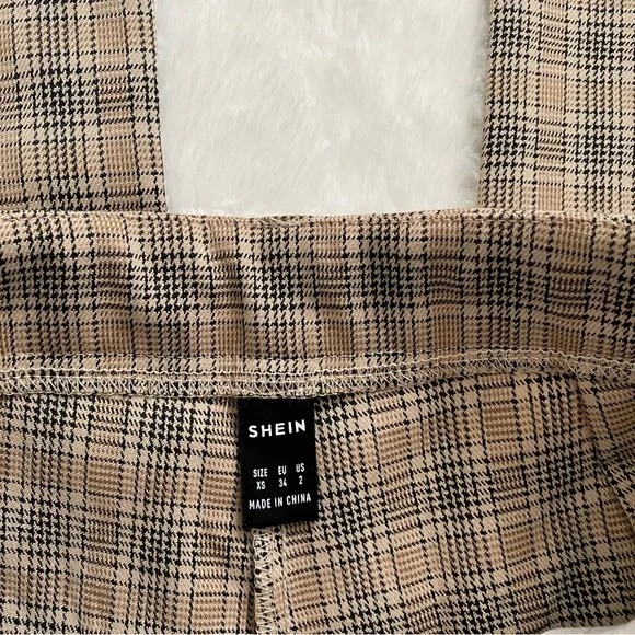3/30$🤍 SHEIN | Tan plaid wide leg high waisted pants - Picture 5 of 7